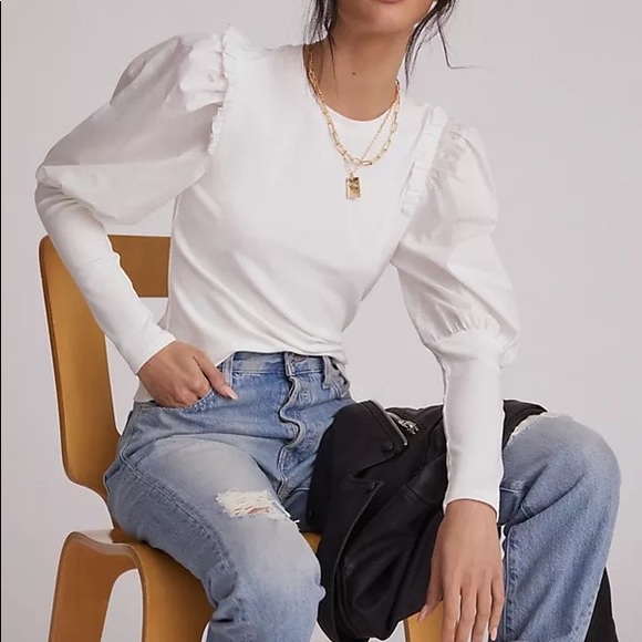 Sunday In Brooklyn Ruffled Contrast Top XS - Picture 2 of 6